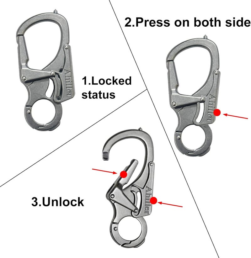Ahiller Carabiner Keychain Clip, Double Lock Designed - Tungsten Steel Tip, Multifounction Tools for Camping, Hiking, Fishing, Outdoor Survival - Image 5